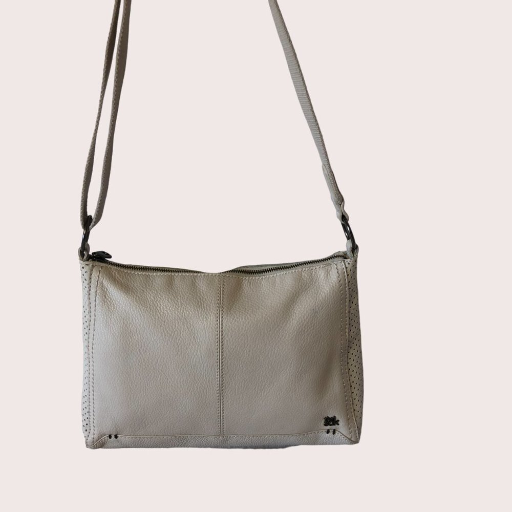The Sak Camila Stone Perforated Leather Crossbody Handbag Purse